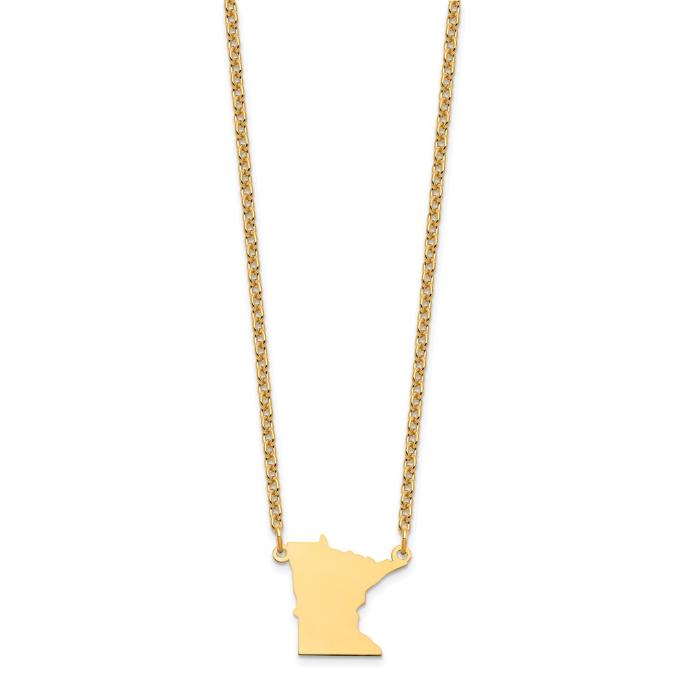 Sterling Silver/Gold-plated Minnesota State Necklace (XNA706GP-MN)