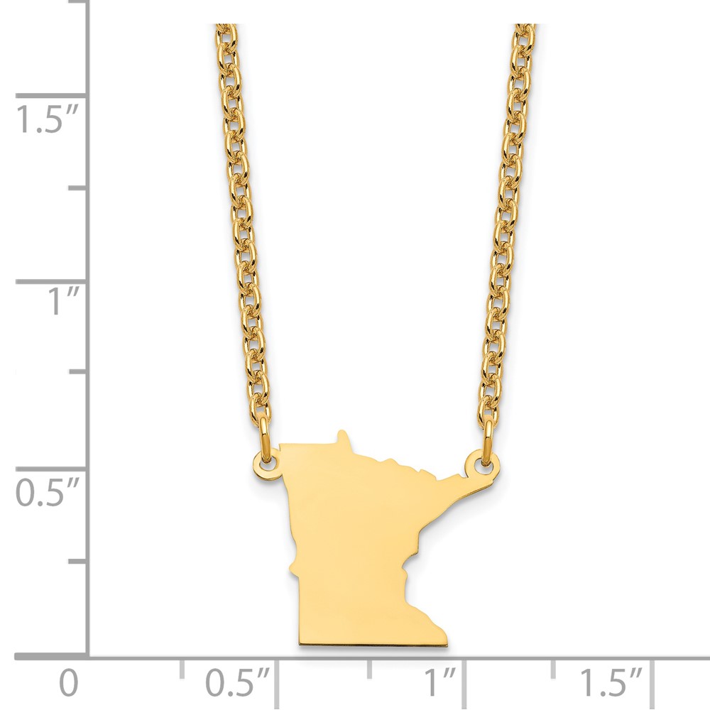 Sterling Silver/Gold-plated Minnesota State Necklace (XNA706GP-MN)
