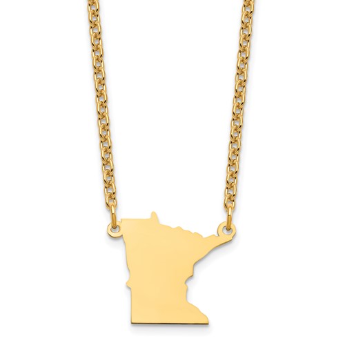 Sterling Silver Gold-plated Minnesota State Necklace