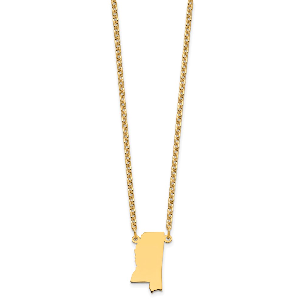 Sterling Silver/Gold-plated Mississippi State Necklace (XNA706GP-MS)