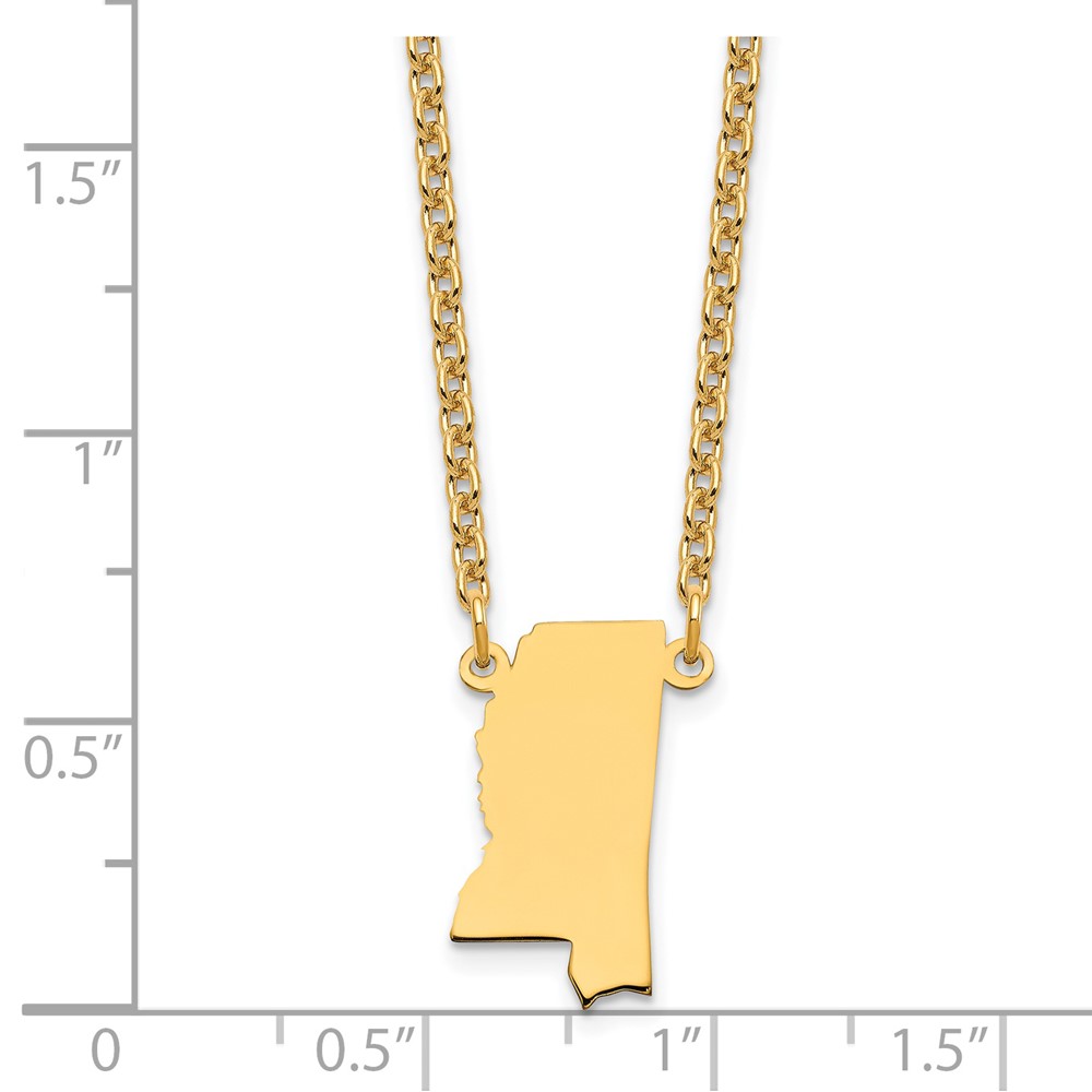 Sterling Silver/Gold-plated Mississippi State Necklace (XNA706GP-MS)