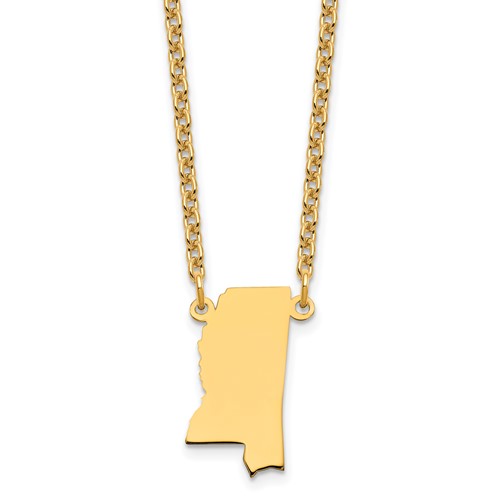 Sterling Silver Gold-plated Mississippi State Necklace