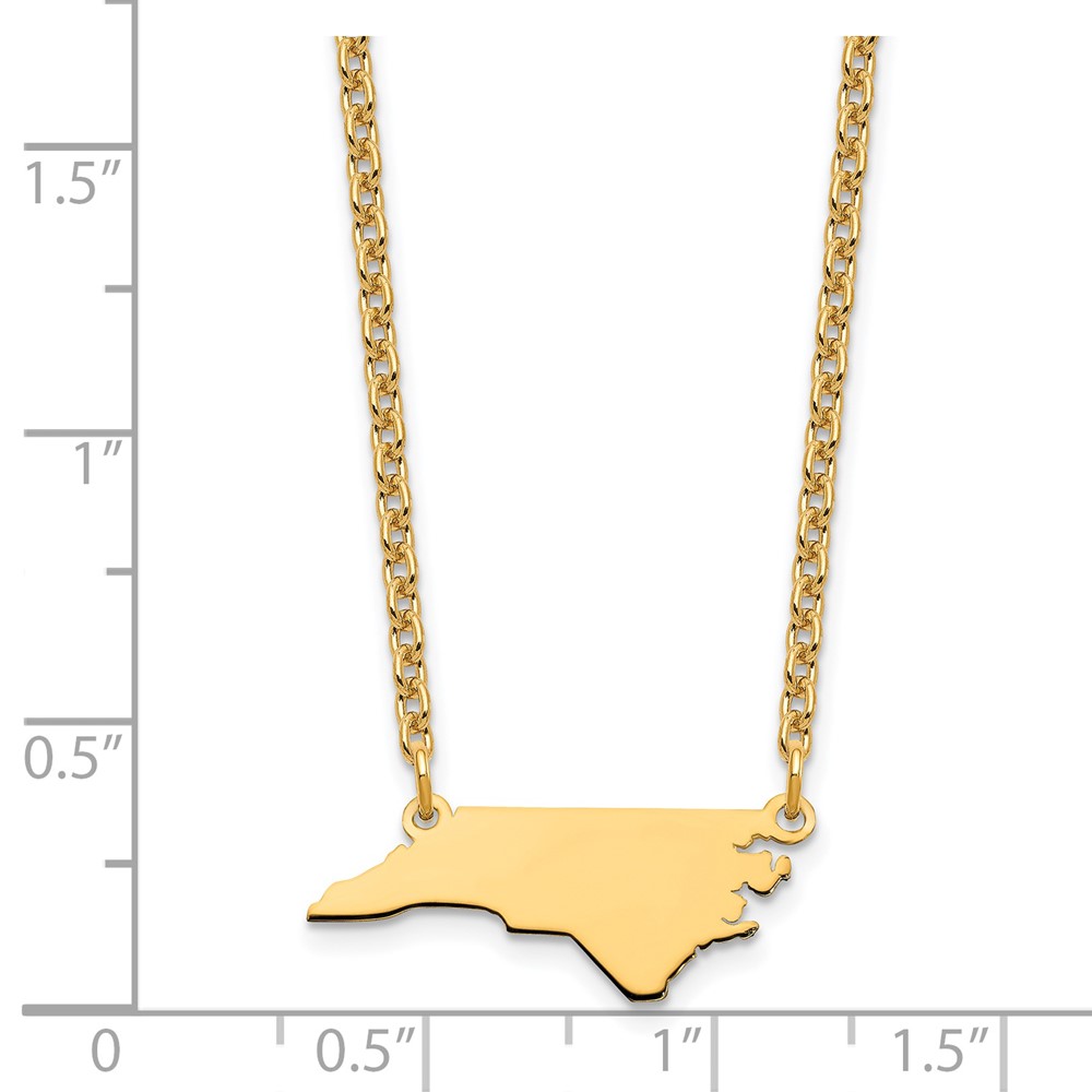 Sterling Silver/Gold-plated North Carolina State Necklace (XNA706GP-NC)