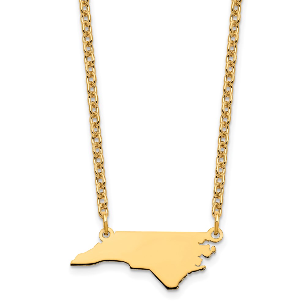Sterling Silver/Gold-plated North Carolina State Necklace (XNA706GP-NC)