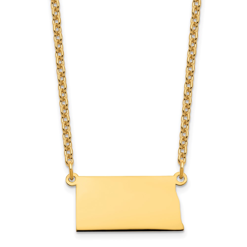 Sterling Silver Gold-plated North Dakota State Necklace