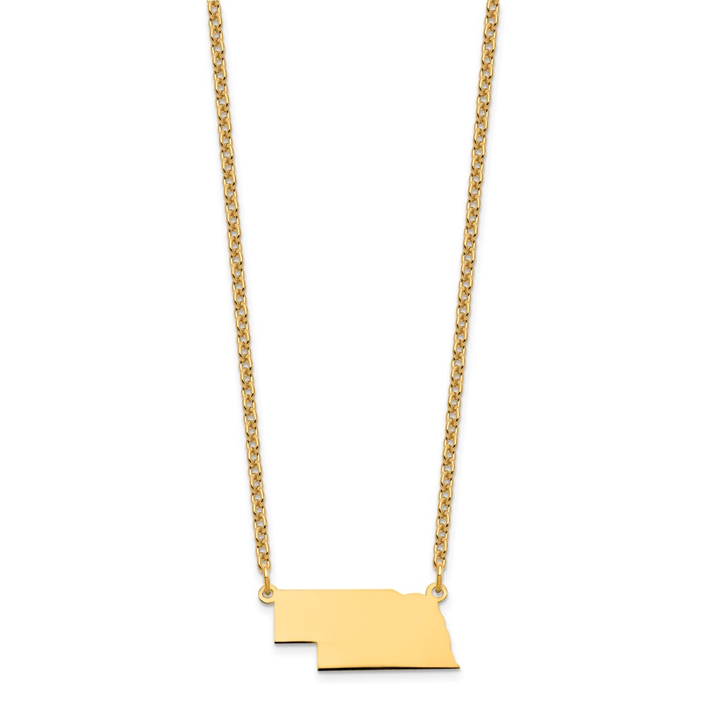 Sterling Silver/Gold-plated Nebraska State Necklace (XNA706GP-NE)