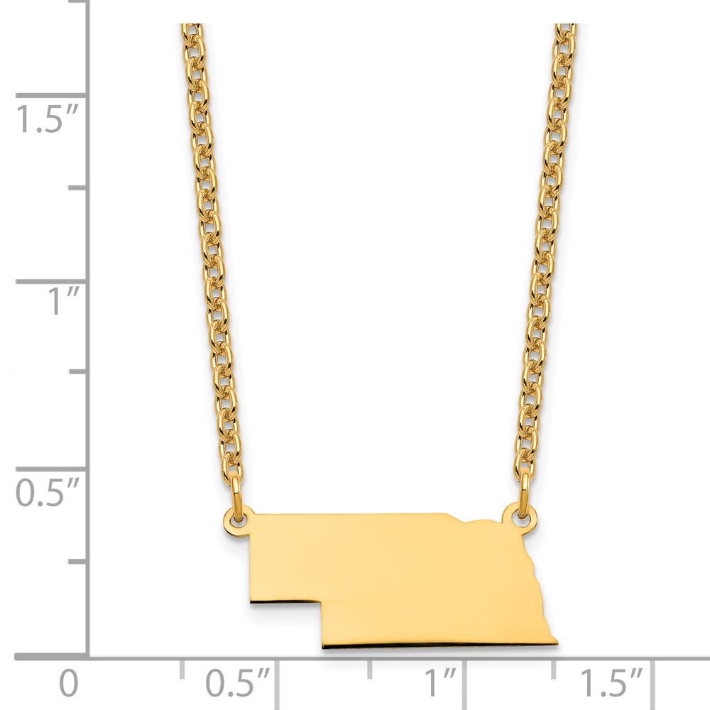 Sterling Silver/Gold-plated Nebraska State Necklace (XNA706GP-NE)