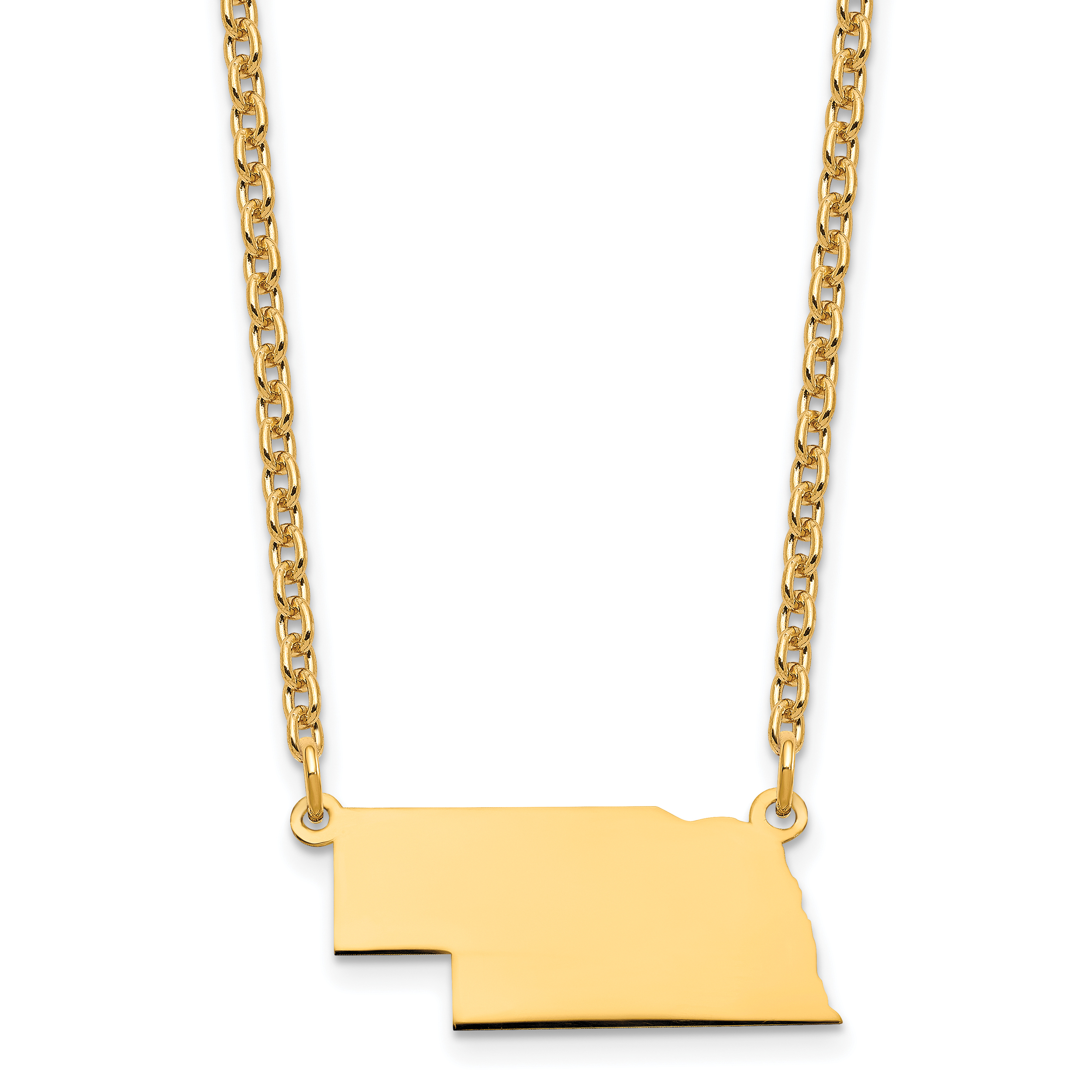 Sterling Silver/Gold-plated Nebraska State Necklace (XNA706GP-NE)