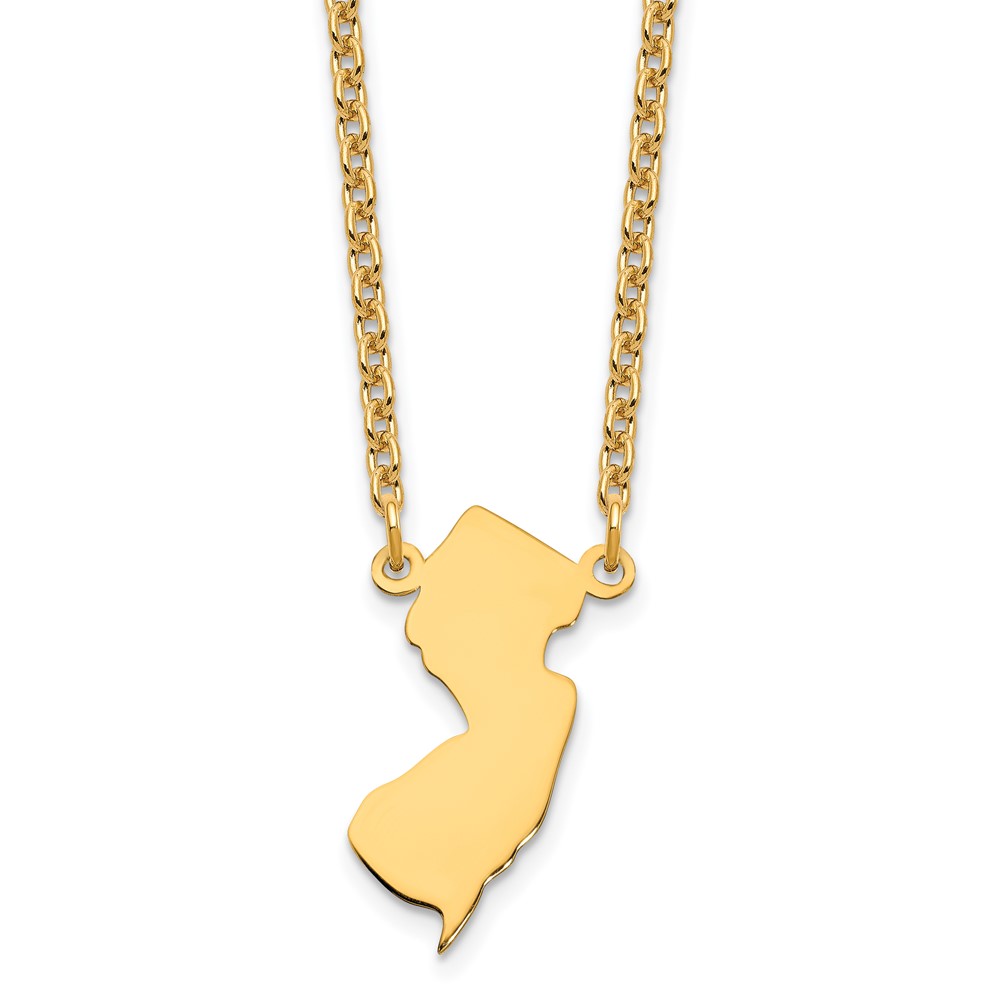 Sterling Silver Gold-plated New Jersey State Necklace