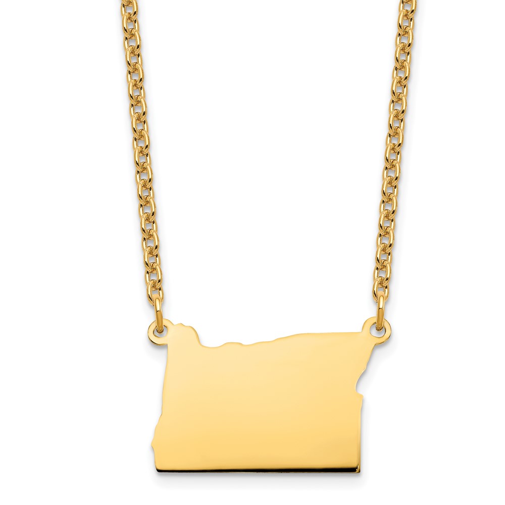 Sterling Silver Gold-plated Oregon State Necklace