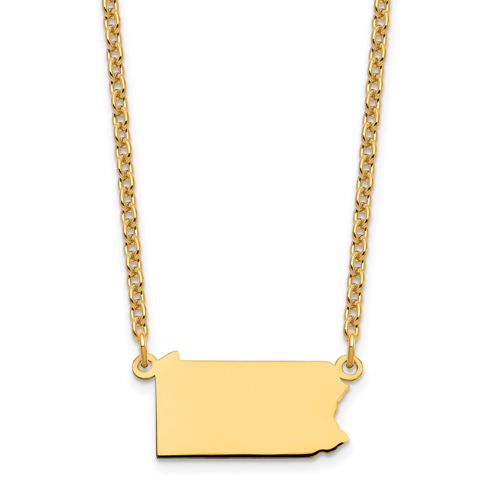 Sterling Silver Gold-plated Pennsylvania State Necklace