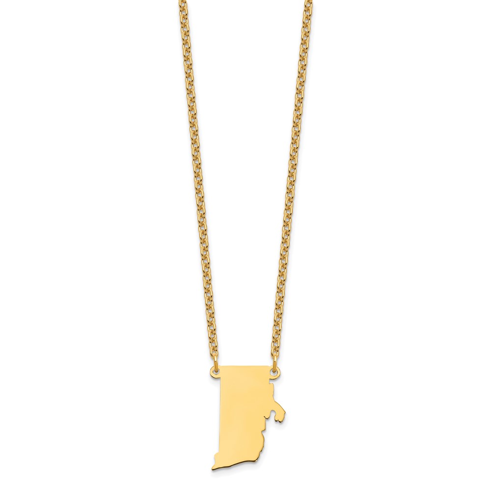 Sterling Silver/Gold-plated Rhode Island State Necklace (XNA706GP-RI)