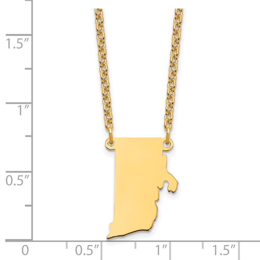 Sterling Silver/Gold-plated Rhode Island State Necklace (XNA706GP-RI)