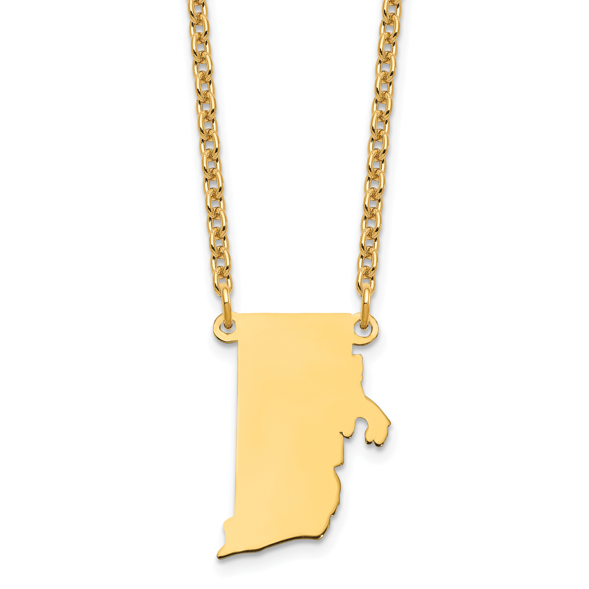 Sterling Silver/Gold-plated Rhode Island State Necklace (XNA706GP-RI)