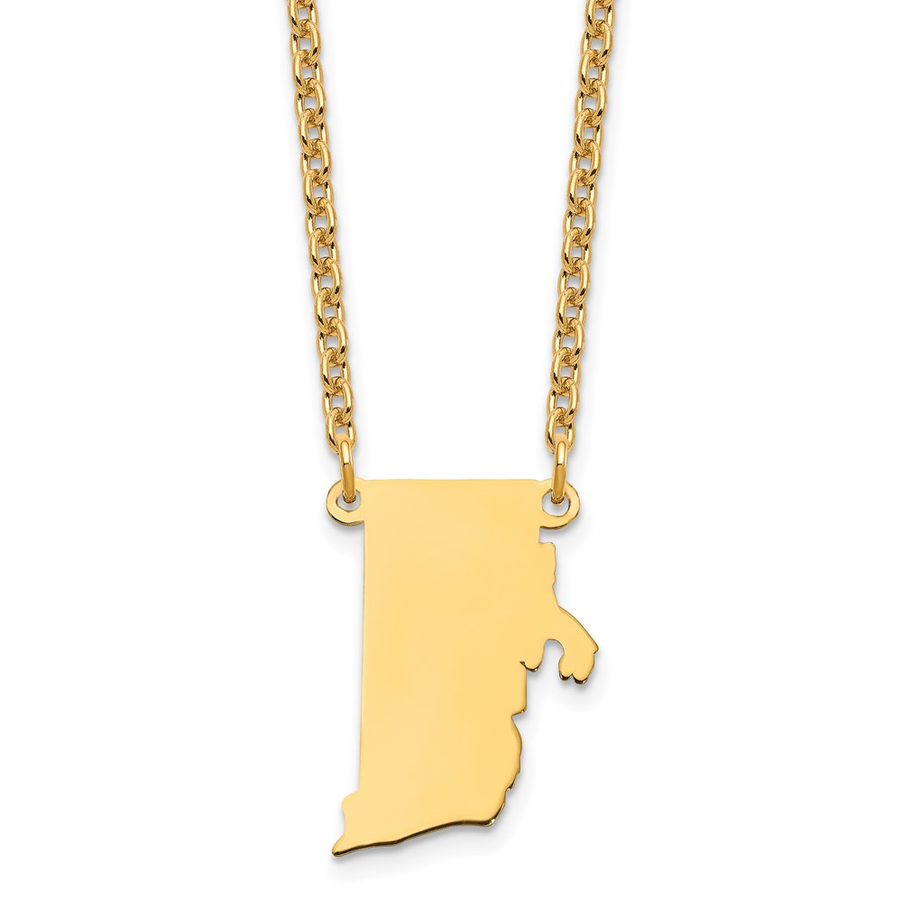 Sterling Silver Gold-plated Rhode Island State Necklace