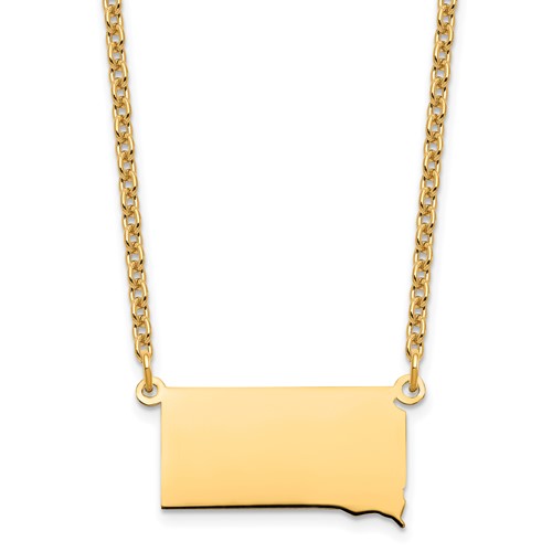 Sterling Silver Gold-plated South Dakota State Necklace