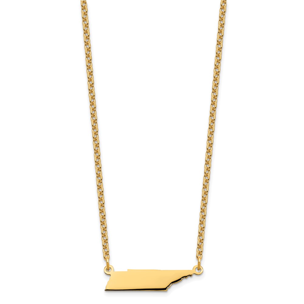 Sterling Silver/Gold-plated Tennessee State Necklace (XNA706GP-TN)
