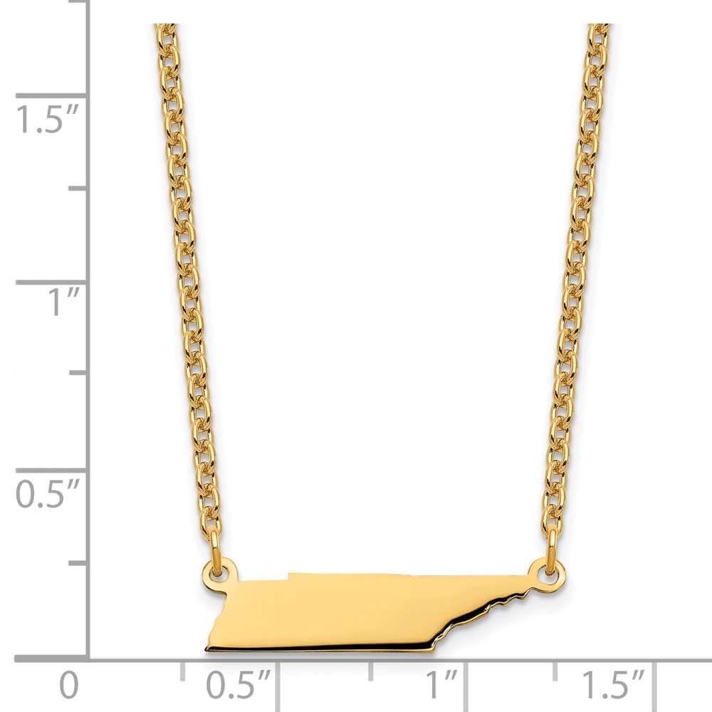 Sterling Silver/Gold-plated Tennessee State Necklace (XNA706GP-TN)