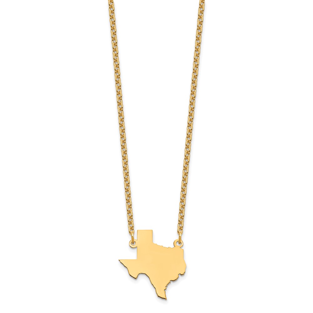 Sterling Silver/Gold-plated Texas State Necklace (XNA706GP-TX)