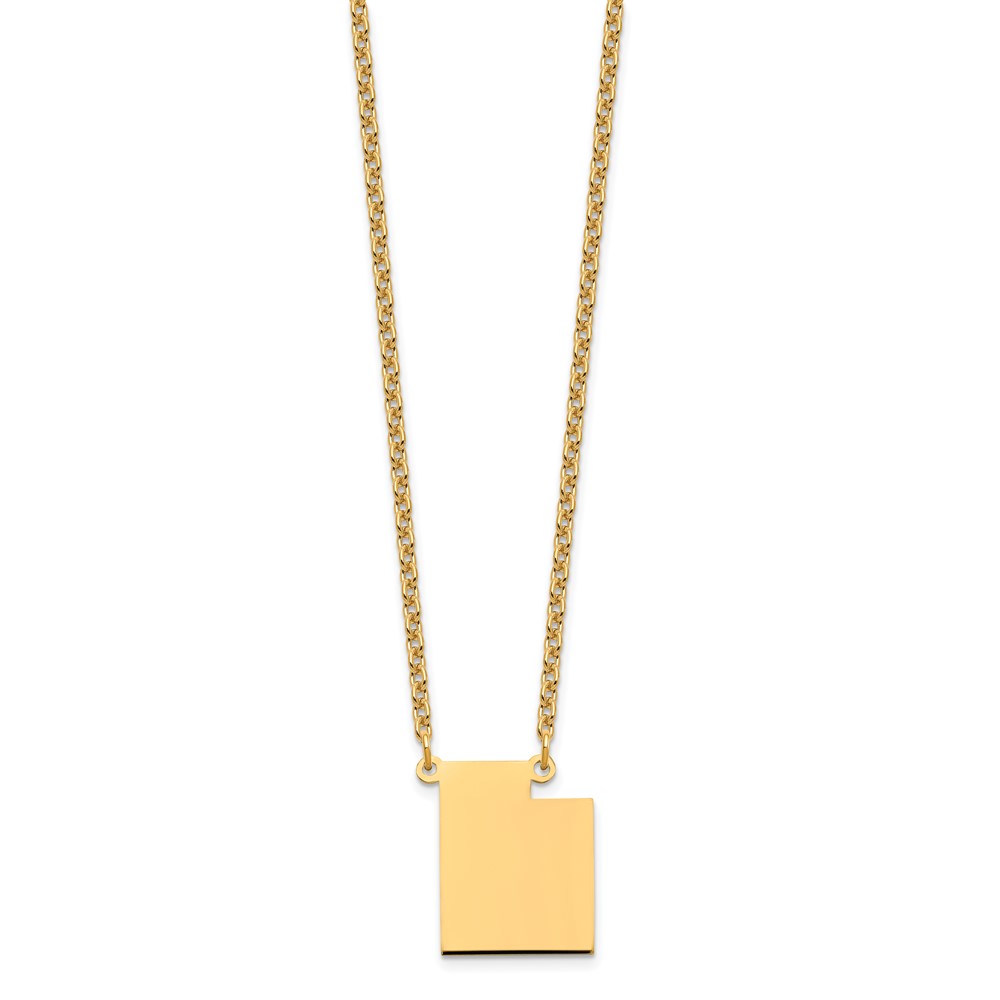 Sterling Silver/Gold-plated Utah State Necklace (XNA706GP-UT)