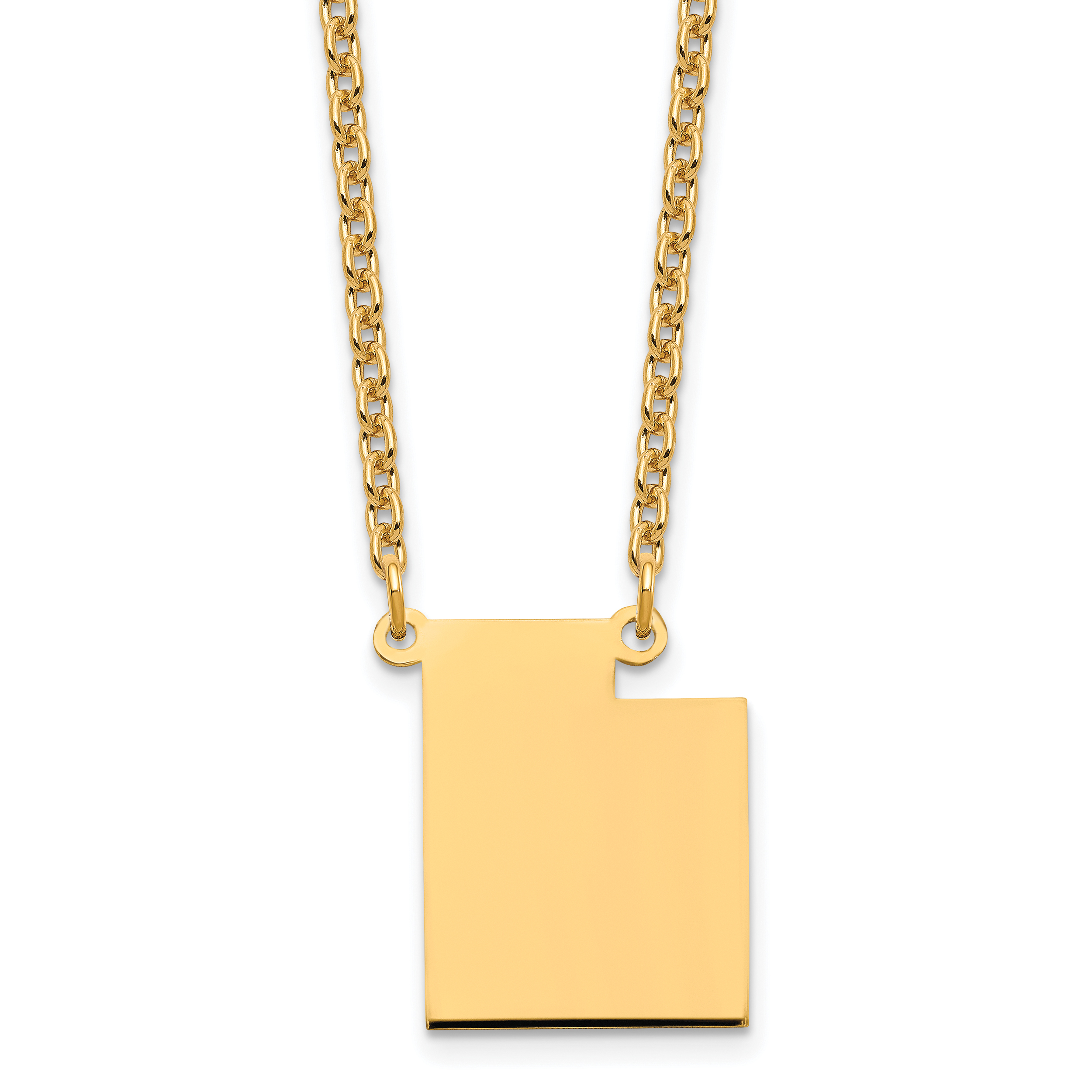 Sterling Silver/Gold-plated Utah State Necklace (XNA706GP-UT)