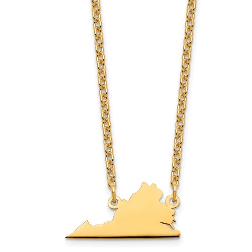 Sterling Silver Gold-plated Virginia State Necklace
