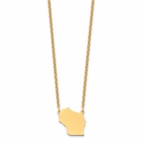 Sterling Silver Gold-plated Wisconsin State Necklace view 2