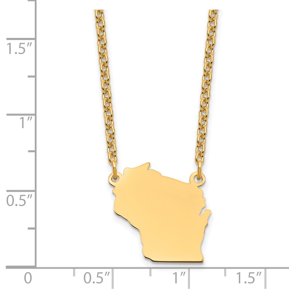 Sterling Silver/Gold-plated Wisconsin State Necklace (XNA706GP-WI)