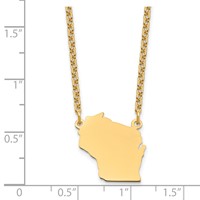 Sterling Silver Gold-plated Wisconsin State Necklace view 3