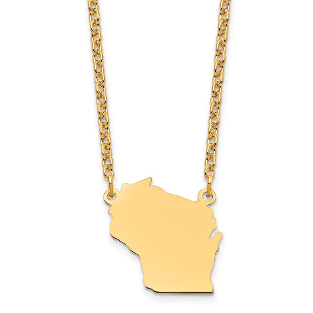 Sterling Silver Gold-plated Wisconsin State Necklace