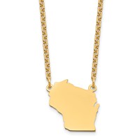 Sterling Silver Gold-plated Wisconsin State Necklace view 1