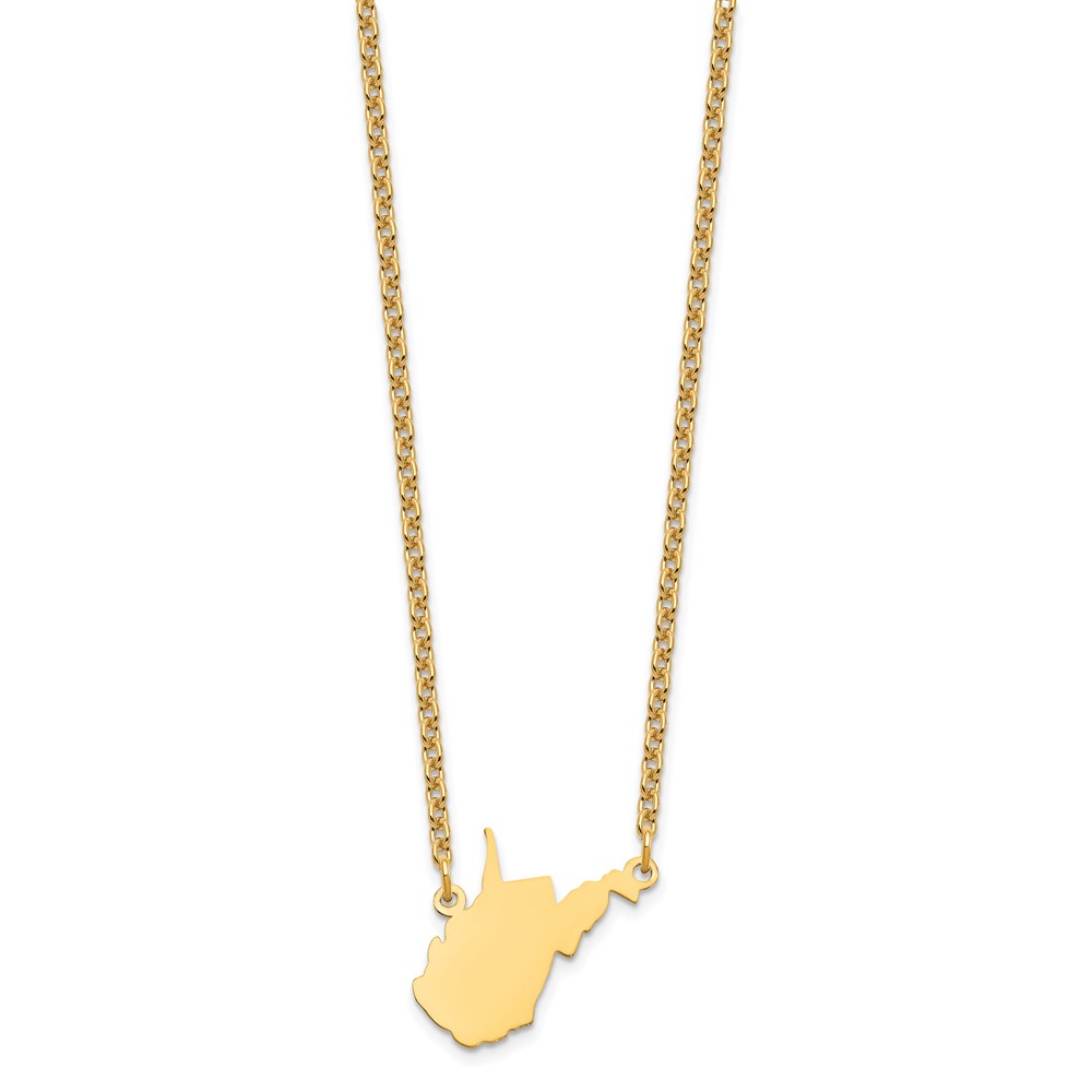 Sterling Silver/Gold-plated West Virginia State Necklace (XNA706GP-WV)