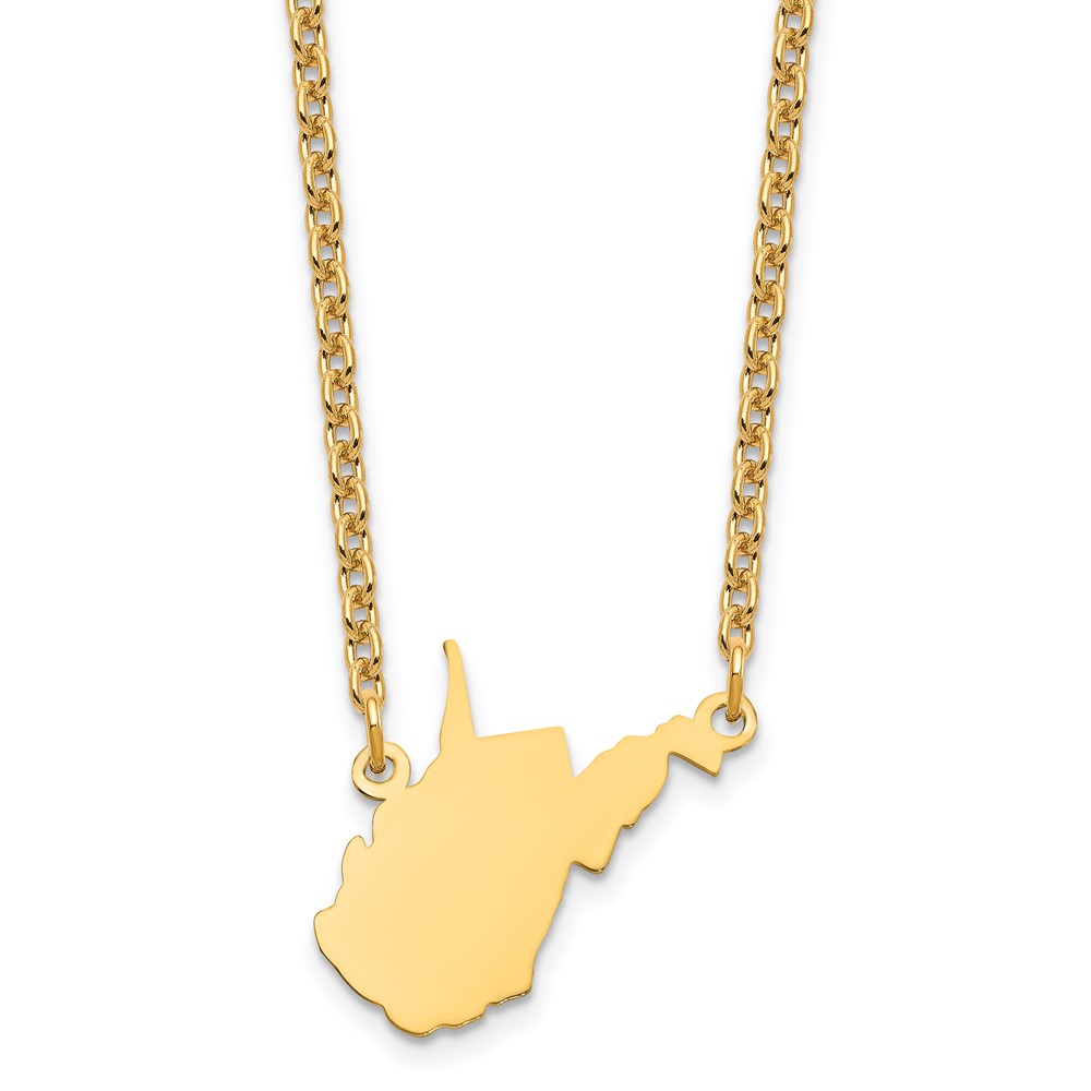 Sterling Silver Gold-plated West Virginia State Necklace