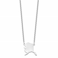 Sterling Silver Rhodium-plated Alaska State Necklace view 2