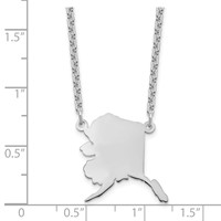 Sterling Silver Rhodium-plated Alaska State Necklace view 3