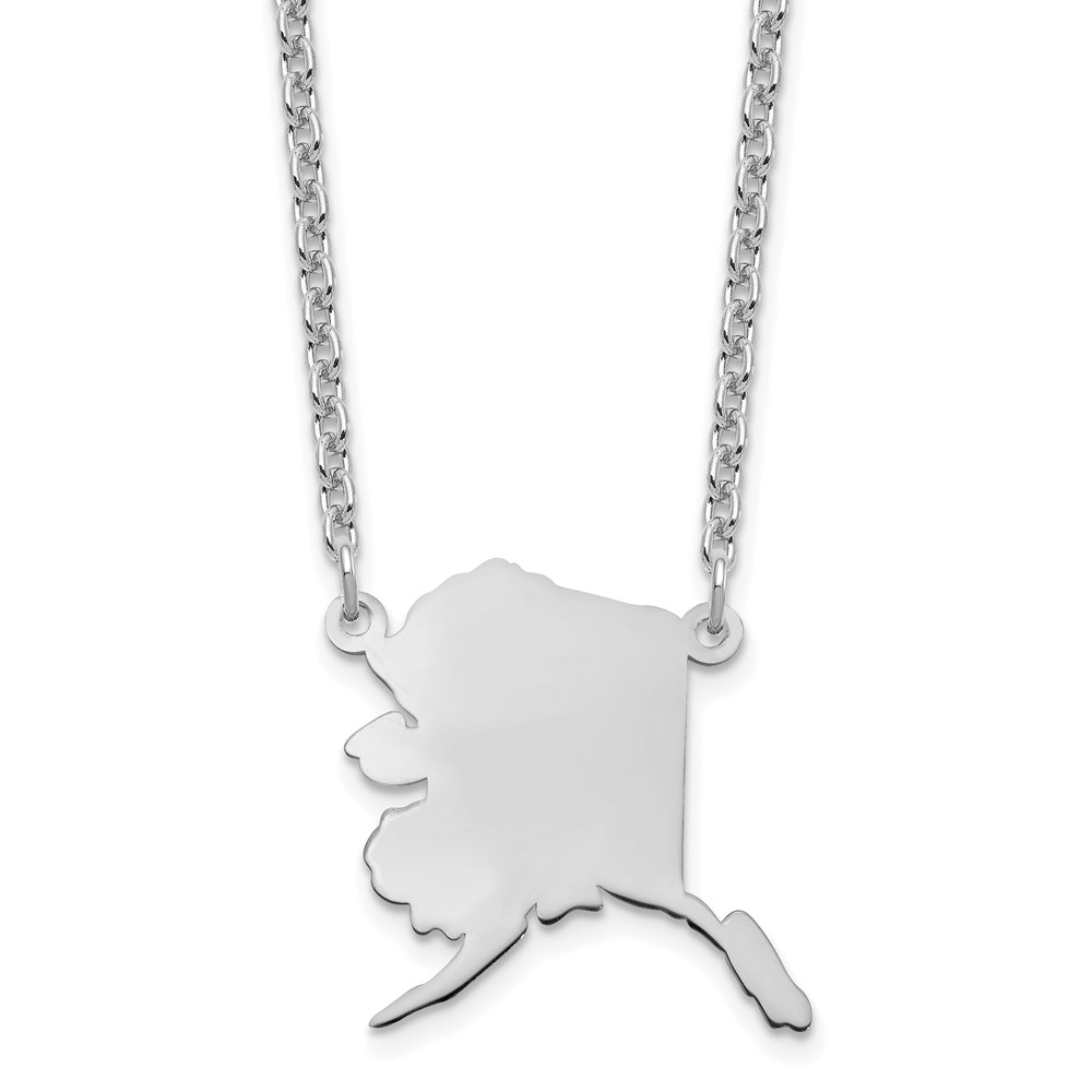 Sterling Silver Rhodium-plated Alaska State Necklace