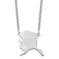 Sterling Silver Rhodium-plated Alaska State Necklace view 1