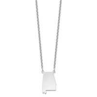 Sterling Silver Rhodium-plated Alabama State Necklace view 2