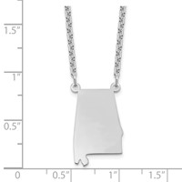 Sterling Silver Rhodium-plated Alabama State Necklace view 3