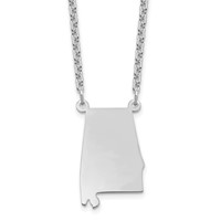 Sterling Silver Rhodium-plated Alabama State Necklace view 1