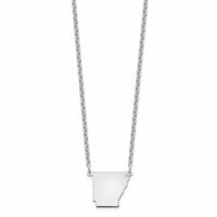 Sterling Silver Rhodium-plated Arkansas State Necklace view 2