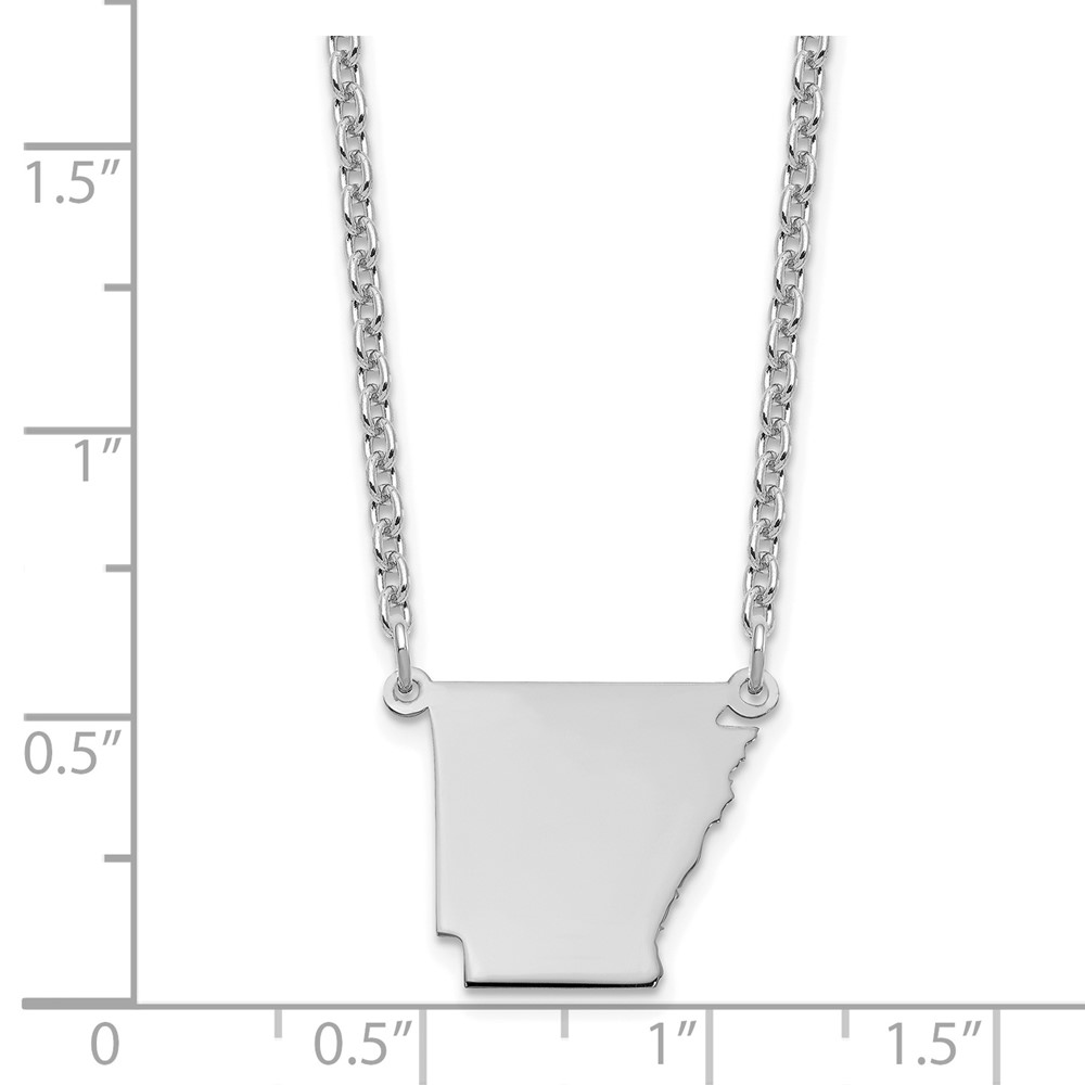 Sterling Silver/Rhodium-plated Arkansas State Necklace (XNA706SS-AR)