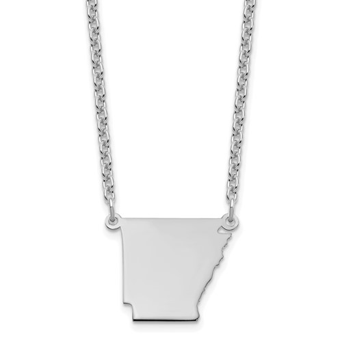 Sterling Silver Rhodium-plated Arkansas State Necklace