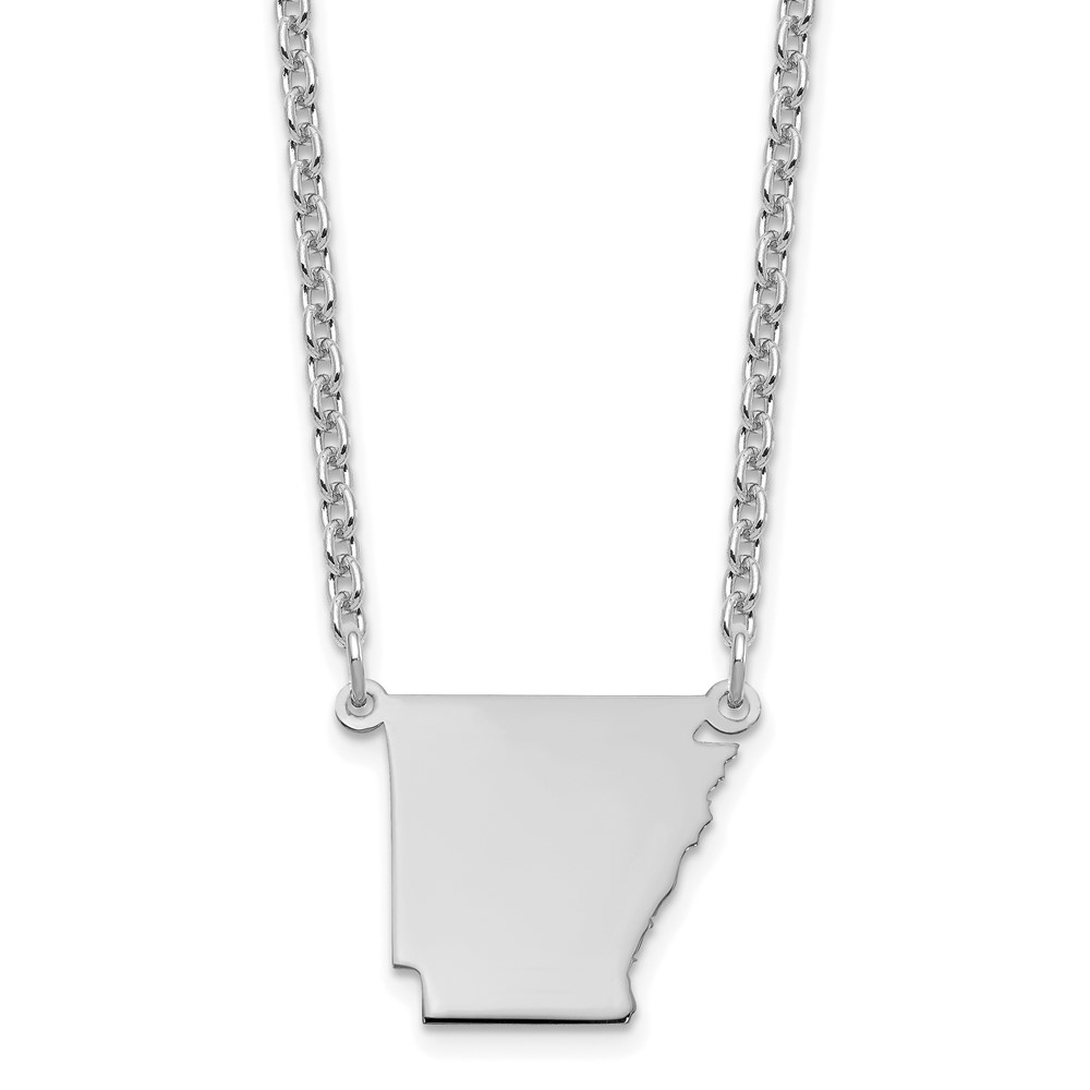 Sterling Silver/Rhodium-plated Arkansas State Necklace