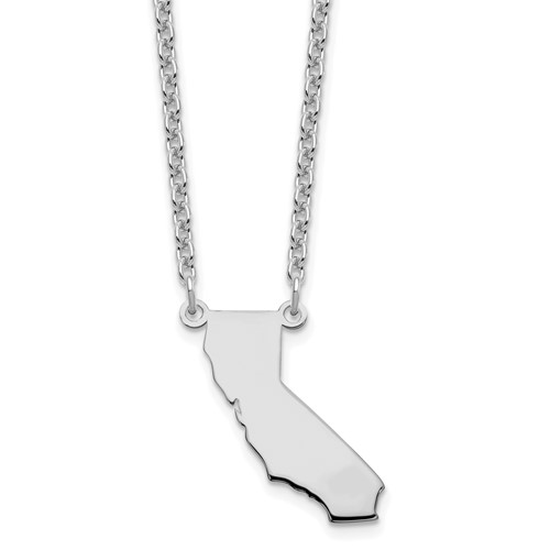 Sterling Silver Rhodium-plated California State Necklace