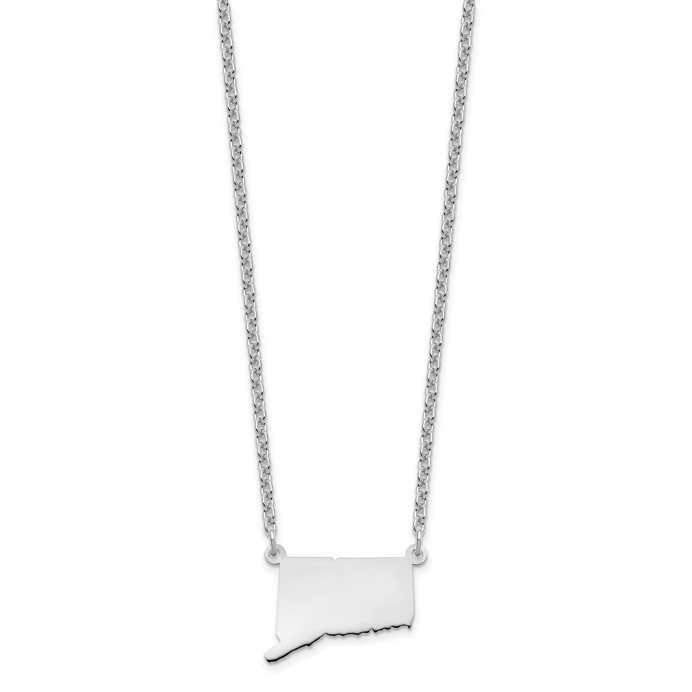Sterling Silver/Rhodium-plated Connecticut State Necklace (XNA706SS-CT)
