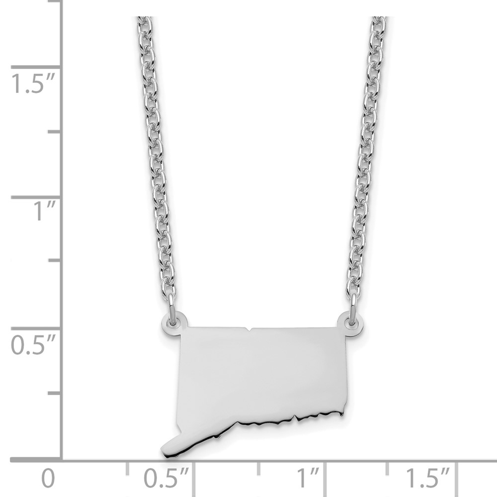 Sterling Silver/Rhodium-plated Connecticut State Necklace (XNA706SS-CT)