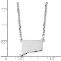 Sterling Silver Rhodium-plated Connecticut State Necklace view 3