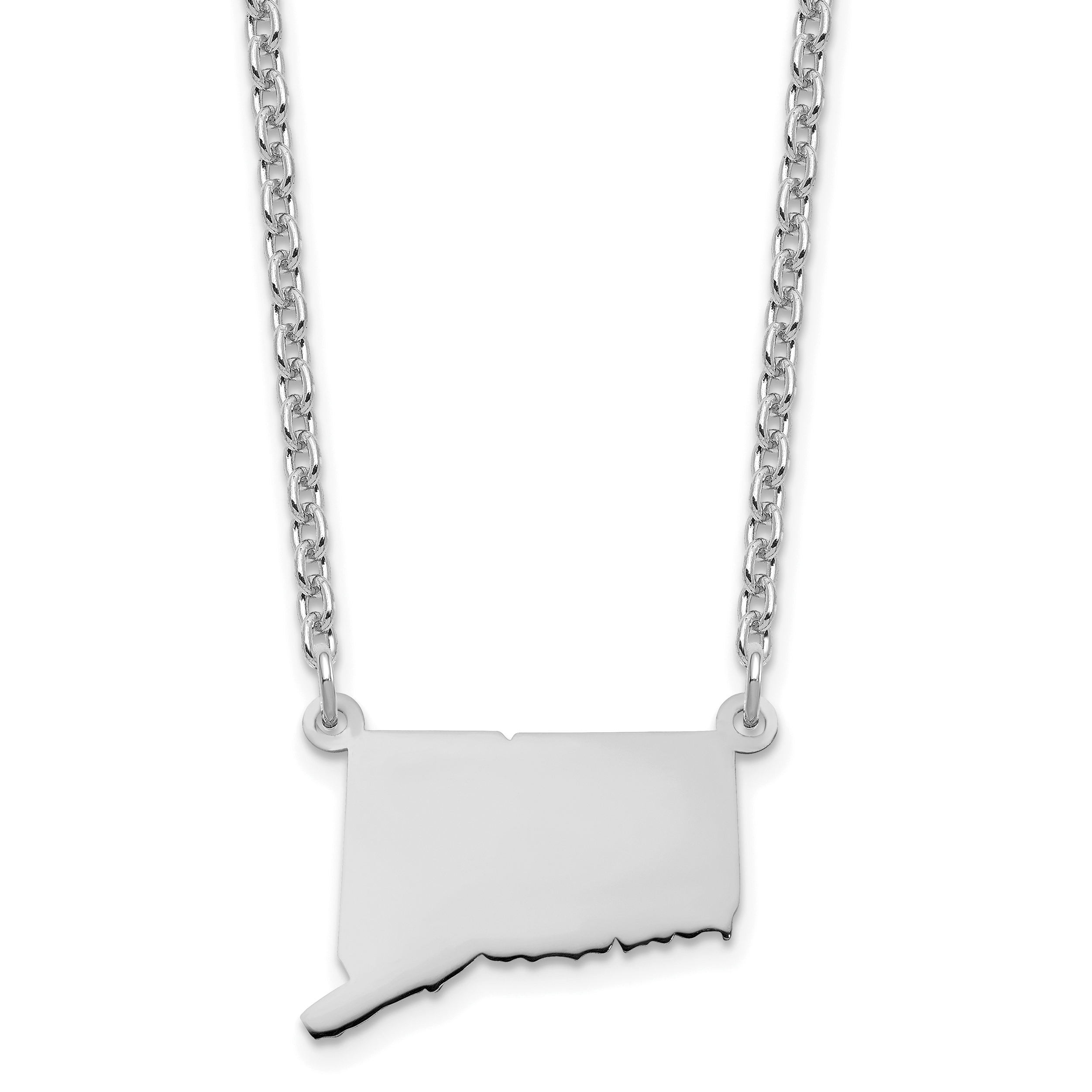 Sterling Silver/Rhodium-plated Connecticut State Necklace (XNA706SS-CT)