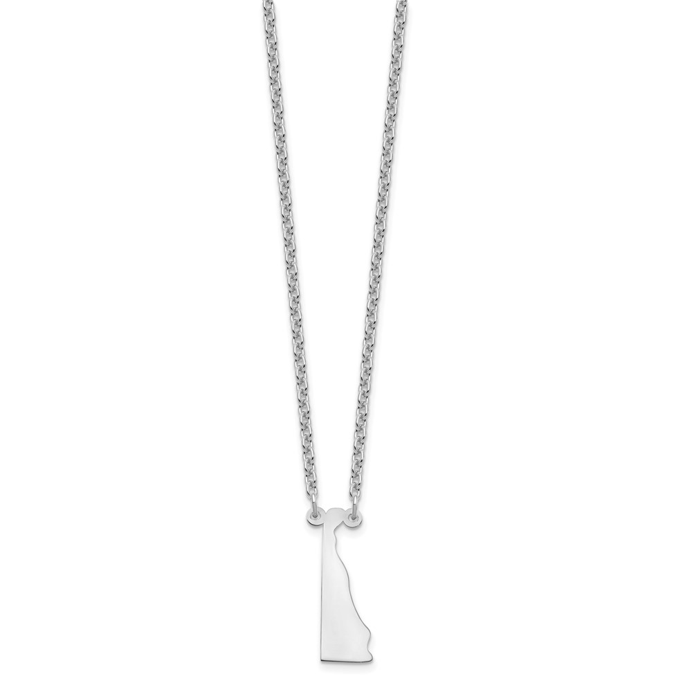 Sterling Silver/Rhodium-plated Delaware State Necklace (XNA706SS-DE)
